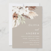 Aardse Tonen Donker Beige Boho Bruiloft Kaart (Voorkant)