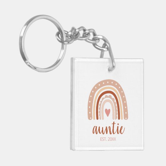 Aardse toon Modern unieke boho regenboogtante Sleutelhanger (Voorkant Links)