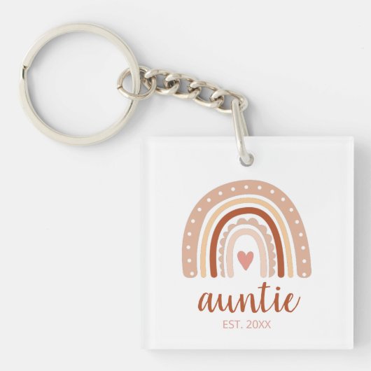 Aardse toon Modern unieke boho regenboogtante Sleutelhanger (Voorkant)