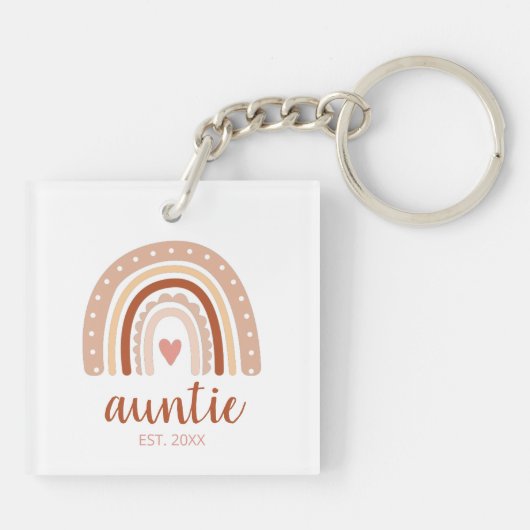 Aardse toon Modern unieke boho regenboogtante Sleutelhanger (Achterkant)
