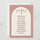 Aardse toon moderne gebogen tafel nummer zitplan kaart (Voorkant)