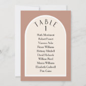 Aardse toon moderne gebogen tafel nummer zitplan kaart (Achterkant)