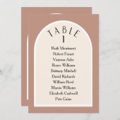 Aardse toon moderne gebogen tafel nummer zitplan kaart (Voorkant / Achterkant)