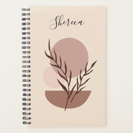 Aardse Trendy Abstract Boho Gepersonaliseerde Plan Planner (Voorkant)