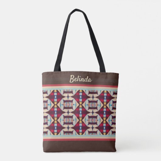 Aardse Tribale Tapijten Tote Bag (Achterkant)