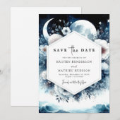 Aardse typografie Maanverlichte bruiloft Save The Date (Voorkant / Achterkant)