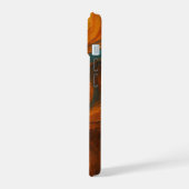 Aardse Verbrande Oranje en Teal Abstracte Olieverf iPhone 15 Case (Linkerkant)