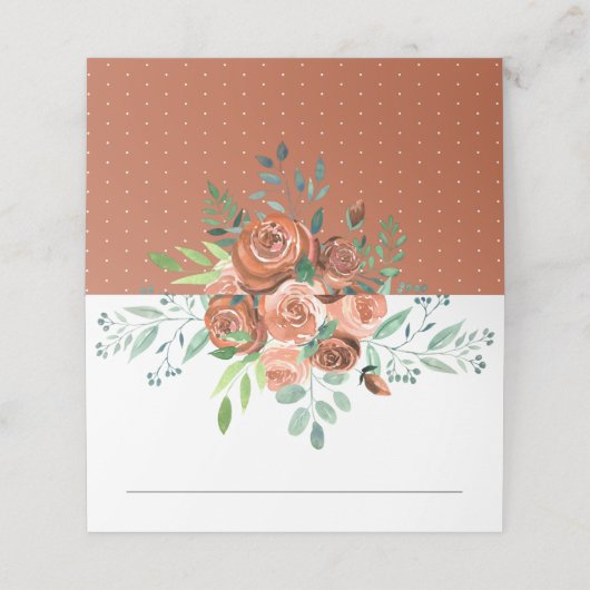 Aardse verbrande Sinaasappels Rozen Bloemenbruilof Plaatskaartje (Buitenkant ongevouwen)