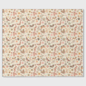 Aardse vlinder en bloemmotief cadeaupapier (Vlak)