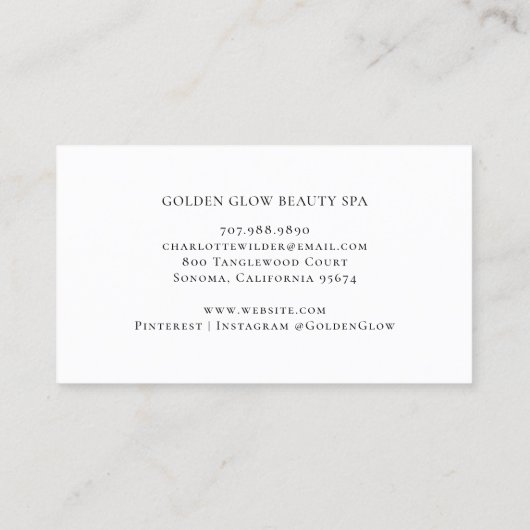 Aardse vrouw zon en stralen schoonheid spa visitekaartje (Achterkant)