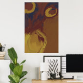 Aardse Wabi Sabi Abstract Groot Kunstwerk aan de M Poster (Thuiskantoor)