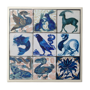 Aardse Ware Dieren Blauw Wit Keramische Tegel Tegeltje