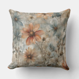 Aardse Warm Blauw Bloemen Home Decor Print Kussen