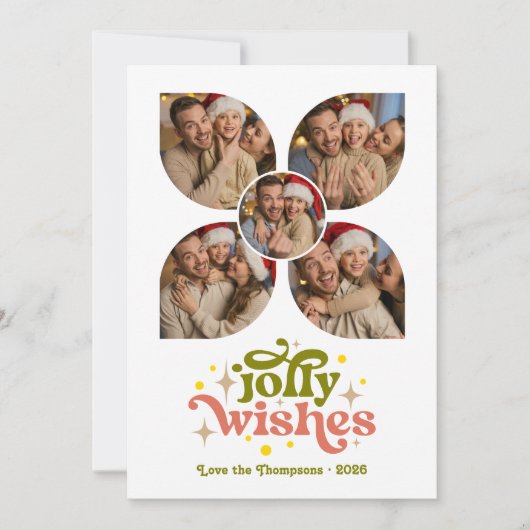 Aardse Warm Moderne Retro Fotocollage Kerstmis Feestdagenkaart (Voorkant)