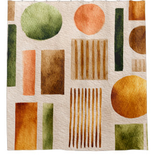 Aardse Waterverf Abstract Patroon - Boho Organic Douchegordijn