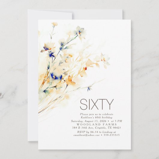 Aardse Waterverf Bloemen Herfst Verjaardag Kaart (Voorkant)