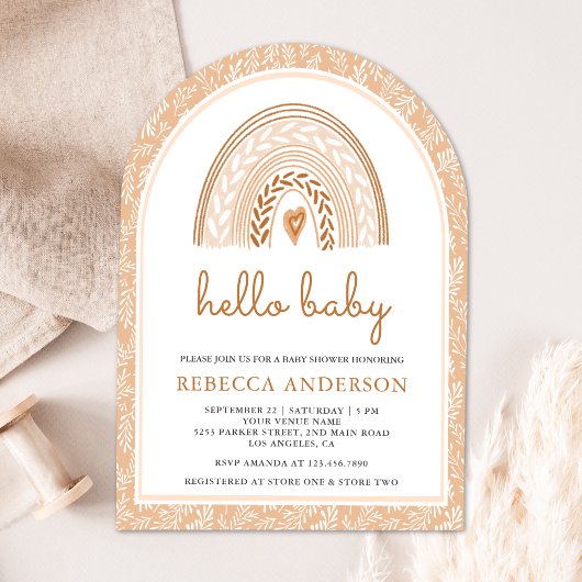 Aardse Waterverf Boho Rainbow Arch Baby shower Kaart