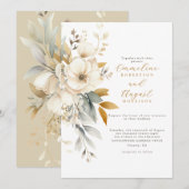 Aardse Waterverf Wildbloemen Boho Bruiloft Kaart (Voorkant / Achterkant)