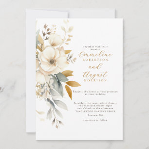 Aardse Waterverf Wildbloemen Boho Bruiloft Kaart