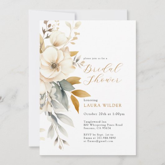 Aardse Waterverf Wildflower Vrijgezellenfeest Kaart (Voorkant)