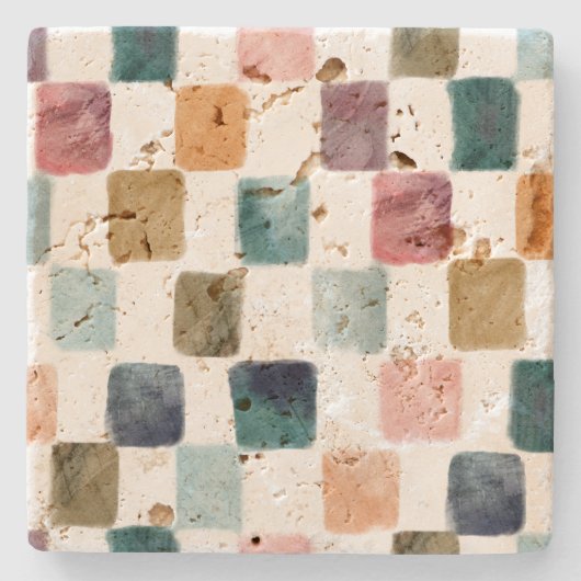 Aardse waterverfpalet stenen onderzetter (Voorkant)