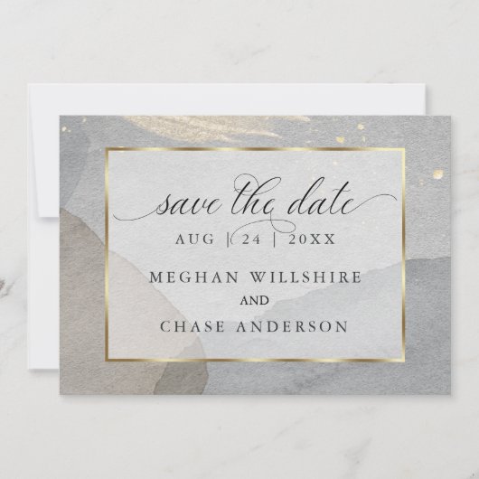 Aardse waterverfspatten op granietsteen kaart (Voorkant)