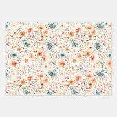 Aardse weide Wildflowers Patroon Boho Elegant Inpakpapier Vel (Voorkant)