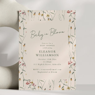 Aardse Wilde Bloem Baby in Bloei Boho Herfst Bruis Kaart