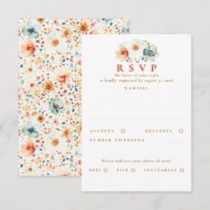 Aardse Wilde Bloem Bruiloft RSVP Kaart
