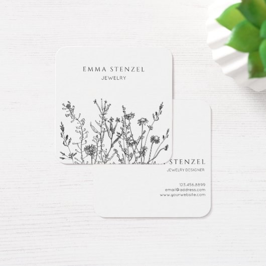 Aardse wilde bloemen Floral Square Visitekaartje (Bureau)