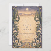 Aardse Woestijn Bloemige Bruiloft Save The Date (Voorkant)