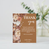 Aardse woestijn bruine boho bloem dank u kaarten (Staand voorkant)