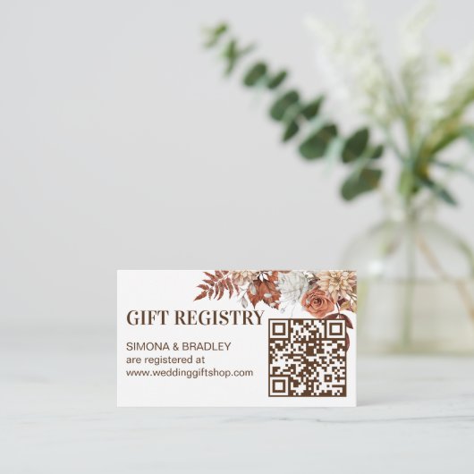 Aardse woestijn bruine boho bloemen geschenk regis informatiekaartje (Staand voorkant)