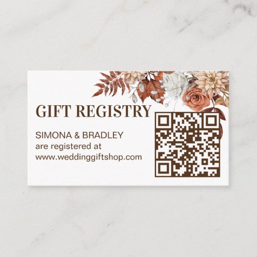 Aardse woestijn bruine boho bloemen geschenk regis informatiekaartje (Voorkant)