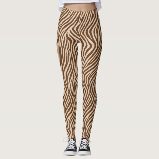 Aardse zebraprint modeleggings leggings (Voorkant)