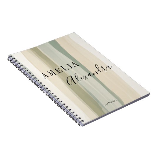 Aardtint Boho Retro Script Abstract Golflijnen Notitieboek (Rechterzijde)