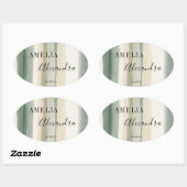 Aardtint Boho Retro Script Abstracte Golvende Lijn Ovale Sticker (Vel)