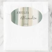 Aardtint Boho Retro Script Abstracte Golvende Lijn Ovale Sticker (Tas)