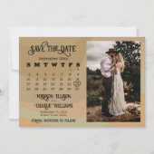 Aardtint Retro Swirls Trouwkalender & Foto Save The Date (Voorkant)