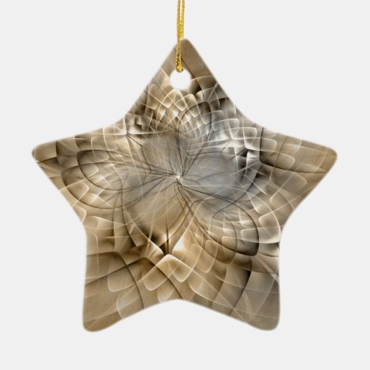 Aardtinten Abstracte Moderne Fractale Kunst Ster Keramisch Ornament (Voorkant)