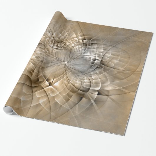 Aardtinten Abstracte Moderne Fractale Kunst Textuu Cadeaupapier (Uitgerold)