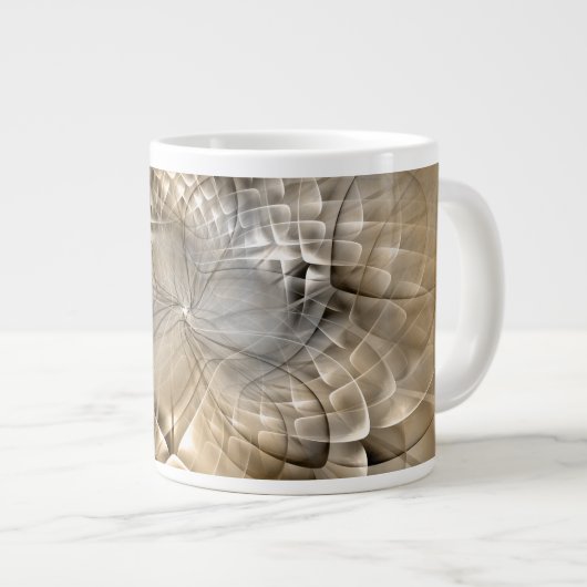 Aardtinten Abstracte Moderne Fractale Kunst Textuu Grote Koffiekop (Voorkant rechts)