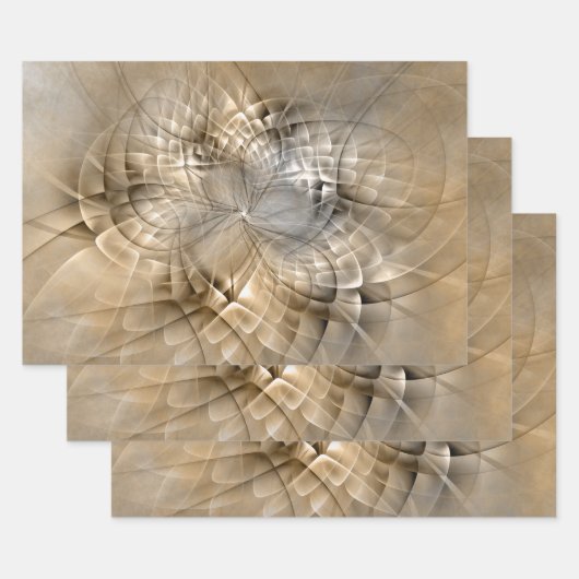 Aardtinten Abstracte Moderne Fractale Kunst Textuu Inpakpapier Vel (Set)