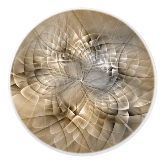 Aardtinten Abstracte Moderne Fractale Kunst Textuu Keramische Knop (Voorkant)