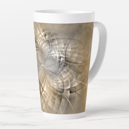 Aardtinten Abstracte Moderne Fractale Kunst Textuu Latte Mok (Rechterhoek)
