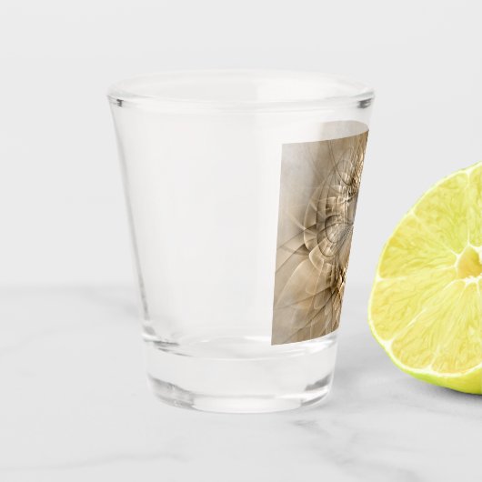 Aardtinten Abstracte Moderne Fractale Kunst Textuu Shot Glas (Links)