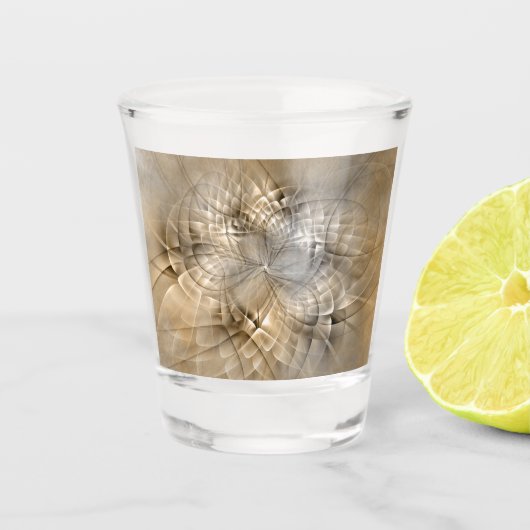 Aardtinten Abstracte Moderne Fractale Kunst Textuu Shot Glas (Voorkant)