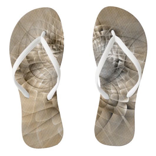 Aardtinten Abstracte Moderne Fractale Kunst Textuu Teenslippers (Voetbed)