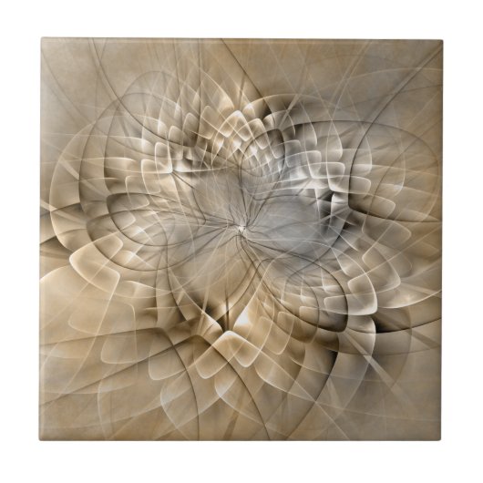 Aardtinten Abstracte Moderne Fractale Kunst Textuu Tegeltje (Voorkant)