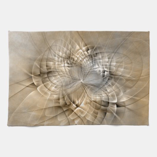 Aardtinten Abstracte Moderne Fractale Kunst Textuu Theedoek (Horizontaal)